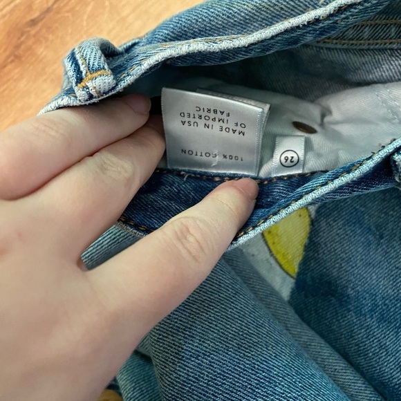 GRLFRND / Helena custome painted bee lemon Straight Leg Jeans Close To You 26 - Picture 3 of 8